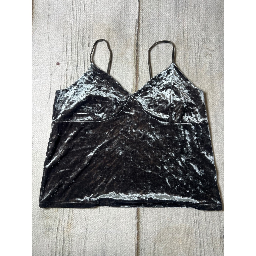 American Eagle Crushed Velvet Camisole Women XL‎ Gray 90s Y2K Grunge Minimalist
